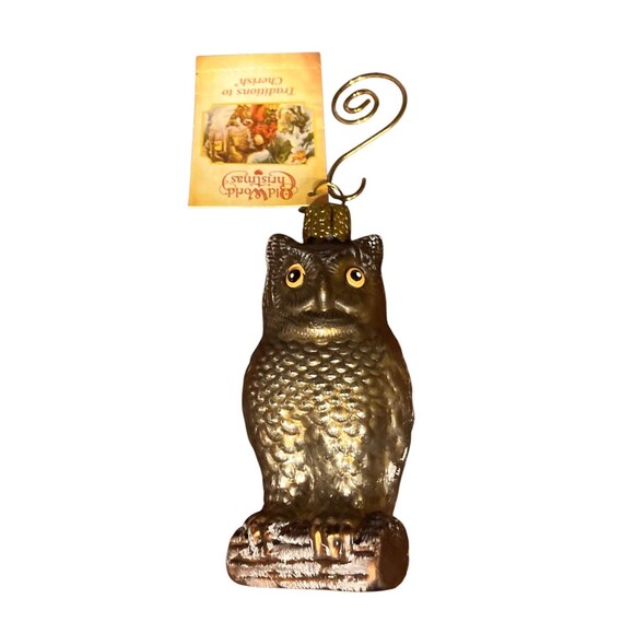 Owl Old World Christmas Wise Old Owl Glass Ornament New w/ Tag Woodland Animal - Picture 5 of 5